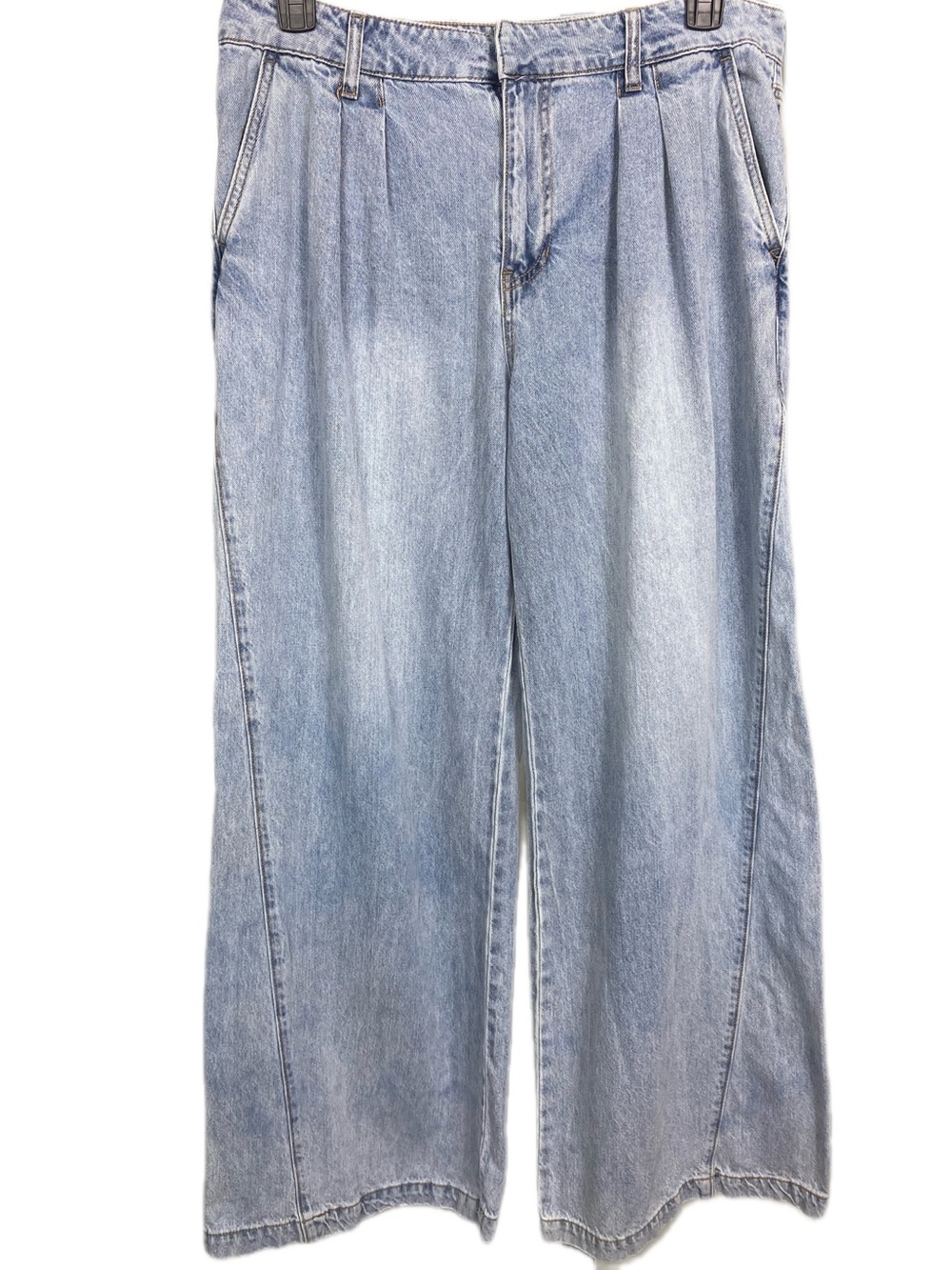 AND NOW THIS Light Wash Baggy High Rise Pleated Wide Leg Denim Jeans 31 - Picture 3 of 12